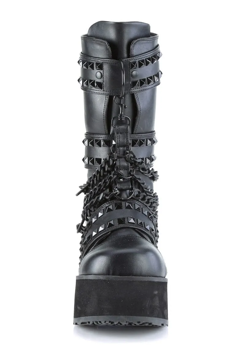TRASHVILLE-138 Black Vegan Leather Knee boot