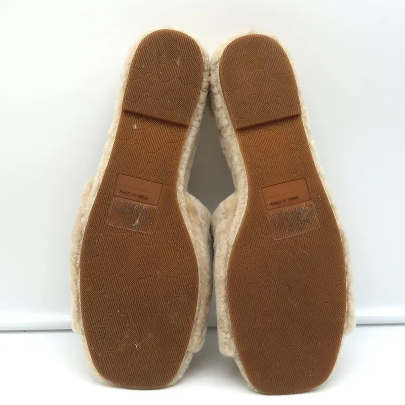 Veronica Beard Desiree Shearling Slides Sand Size 8.5 Wedge Sandals NEW