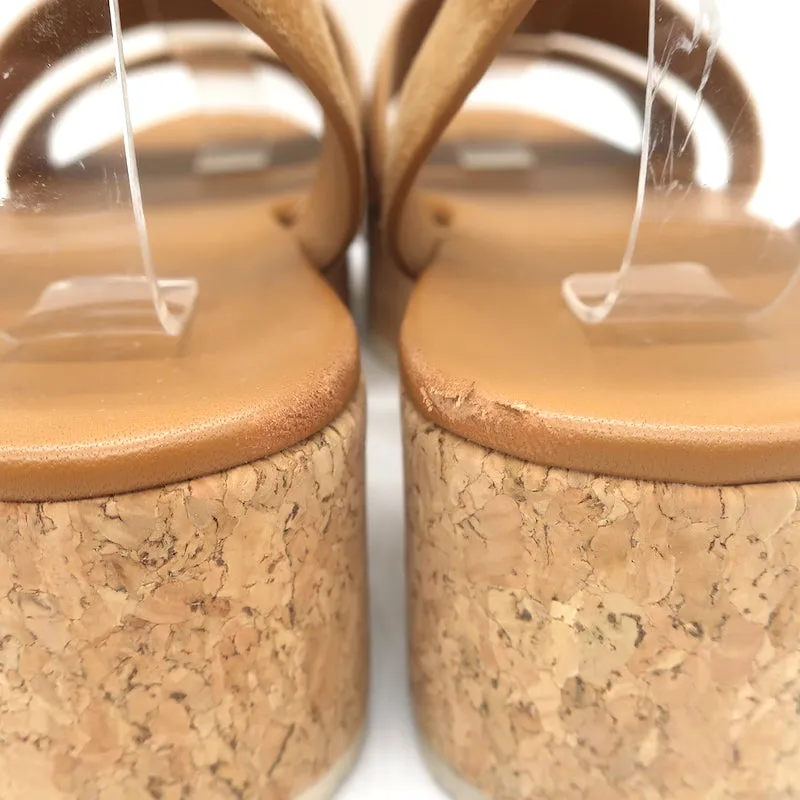 Vince Jet Cork Wedge Platform Sandals Tan Suede Size 8