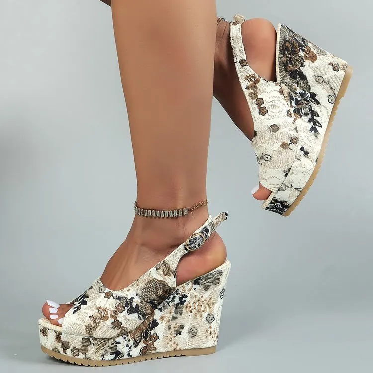 Wedge Sandals Embroidery Sandals