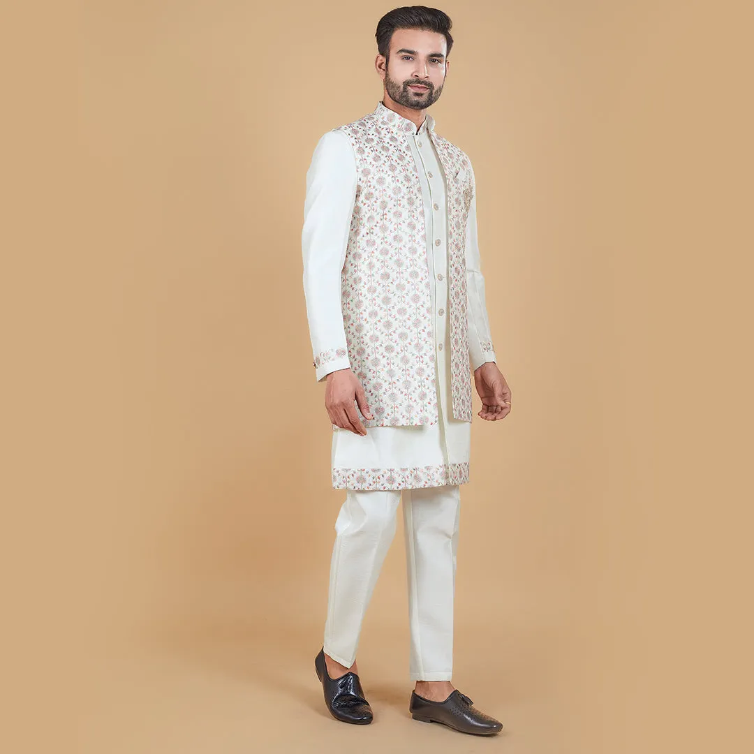 Whispers Ivory  Off-White Indo-Western  with  Long Jacket