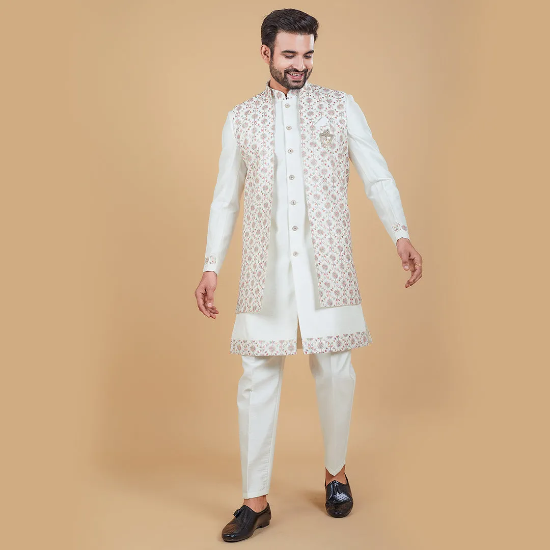 Whispers Ivory  Off-White Indo-Western  with  Long Jacket