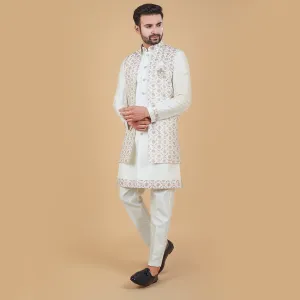 Whispers Ivory  Off-White Indo-Western  with  Long Jacket