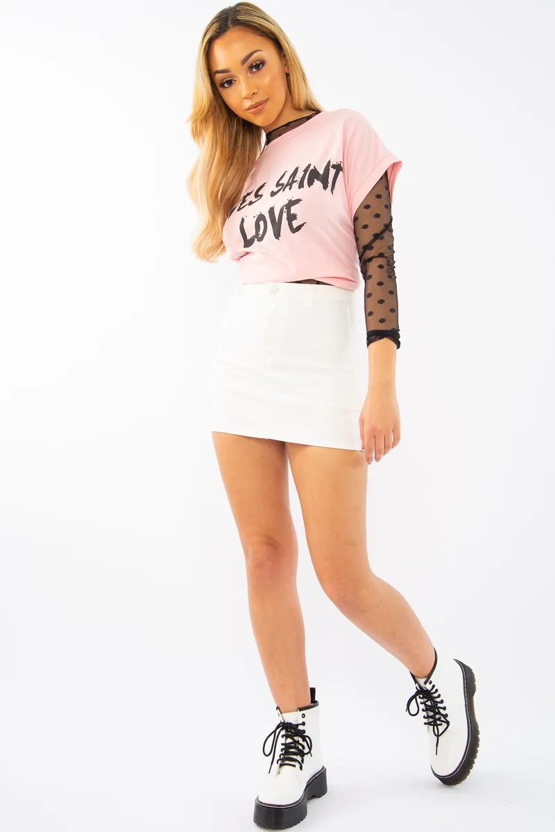 White Denim Mini Skirt - Lynzi