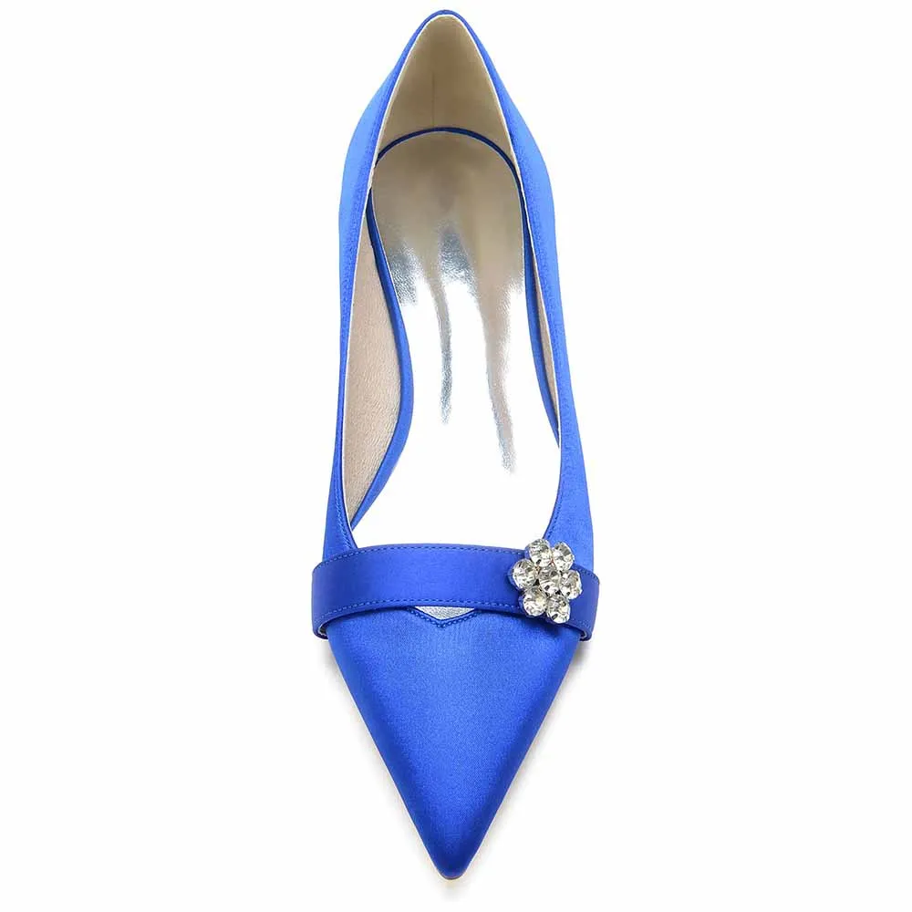 Women Event Flats Satin Bridal Shoes with Bead Buckle Pattern