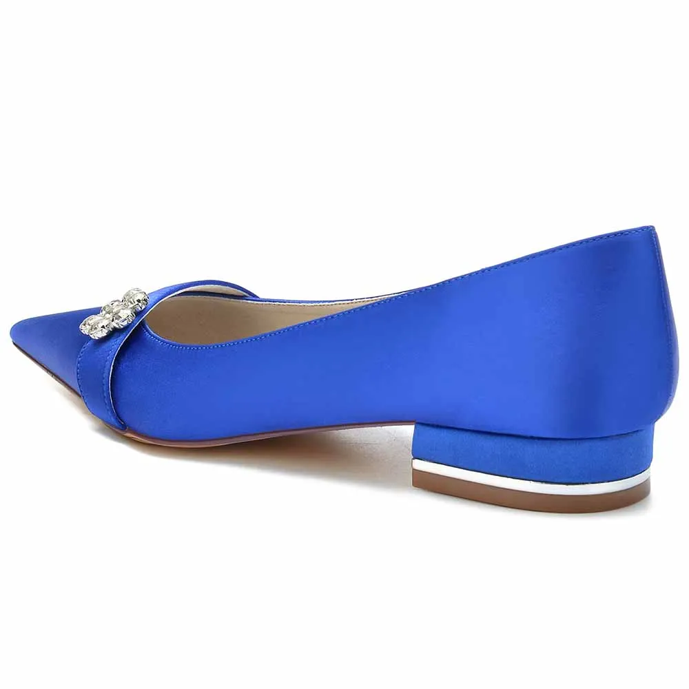Women Event Flats Satin Bridal Shoes with Bead Buckle Pattern