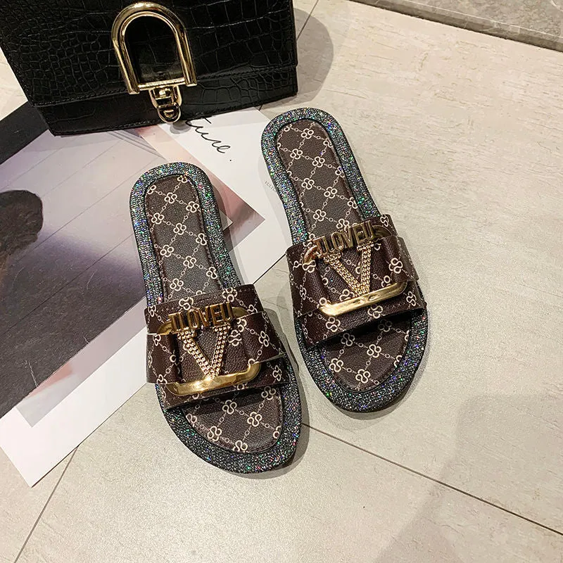 Women's slippers flat-bottom beach shoes