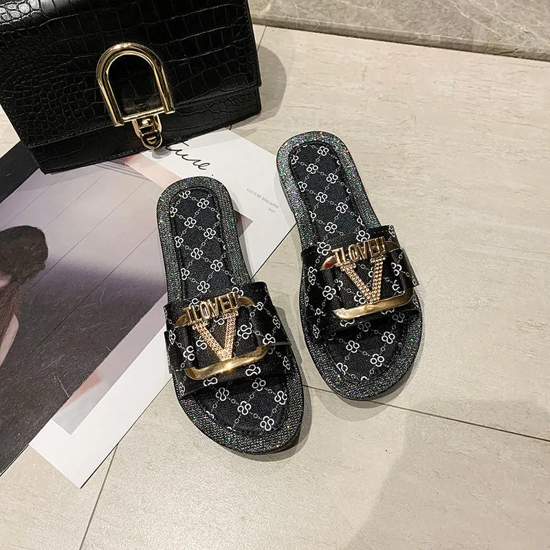 Women's slippers flat-bottom beach shoes