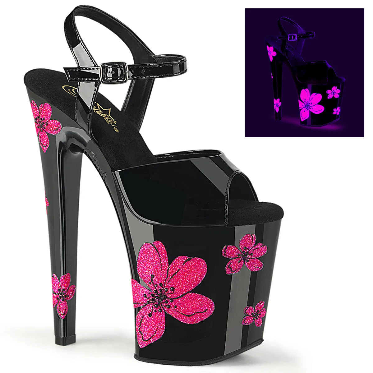 XTREME-809HB  Black Patent/Black-Neon Pink